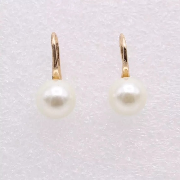 NEW!💙💎PEARL LOOK!💛GOLDEN DROP HOOK EARRINGS💎💙 - Picture 5 of 8